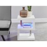 Table dappoint lylia ii - mdf laqu blanc - avec leds - blanc