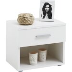 Table de chevet mael table de nuit casier avec 1 tiroir et 1 niche en m�lamin� blanc mat et blanc brillant ...