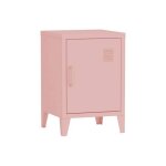 Table de chevet en acier rose. 1 porte. casier. chambre enfant