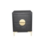 Table de chevet table de nuit en bois de mdf et mtal coloris noir - longueur 50 x profondeur 35 x hauteur ...
