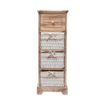 Table de chevet rebecca mobili 1 tiroir 3 paniers bois marron clair 81x30x27