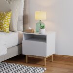 Table de chevet scandinave - made4us - elianna - bois - panneaux de particules - blanc et bois