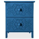 Menzzo table de chevet sculpt�e style marocain chevignon l36cm bois bleu