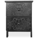 Menzzo table de chevet sculpt�e style marocain chevignon l36cm bois noir