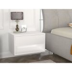 Table de chevet suspendue - 1 tiroir et 1 niche - blanc - ritami