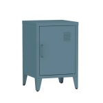 Table de chevet en acier bleu. 1 porte. casier. chambre enfant