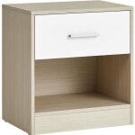 Table de chevet vasagle avec tiroir compartiment ouvert 39 x 28 x 41 cm beige naturel et blanc classique ...