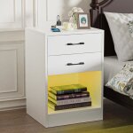 Table de chevet vivolilv - blanc - 2 tiroirs 1 niche - 40x35x60cm - poign�e alu