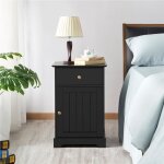 Table de chevet yaheetech - bois laqu� moderne - 40 x 35 x 60 cm - 1 tiroir - noir