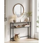 Console avec 2 �tag�res 20 x 80 x 80 cm pour salon chambre gr�ge chin� et noir dencre