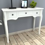 Table de console et coiffeuse - vidaxl - blanc - 3 tiroirs - design compact - rectangulaire Table de console et coiffeuse - vidaxl - blanc - 3 tiroirs - design compact - rectangulaire