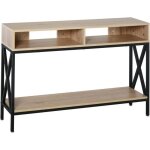 Homcom - console - bois - 120x23x75cm - beige