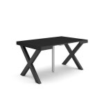 Table console extensible 140x90x726cm pour 6 personnes pieds bois massif noir rf2730