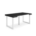 Table console extensible 160x90x726cm pour 6 personnes pieds bois massif noir rf2747