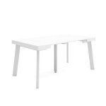 Table console extensible 160x90x726cm pour 8 personnes pieds en bois blanc rf3132