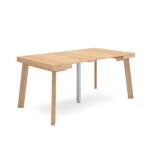 Table console extensible 160x90x726cm pour 8 personnes pieds en bois ch�ne rf3043