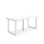 Table console extensible 160x90x726cm pour 8 personnes pieds bois massif blanc rf2707