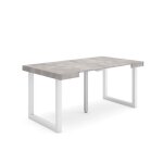 Table console extensible 160x90x726cm pour 8 personnes pieds bois massif ciment rf2745