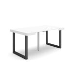Table console extensible 160x90x726cm pour 8 personnes pieds bois massif blanc rf2706