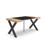Table console extensible 160x90x73cm pour 8 personnes pieds bois massif chne et noir rf2756