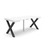 Table console extensible 180x90x726cm pour 8 personnes pieds bois massif blanc rf2764