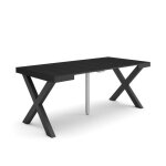 Table console extensible 180x90x726cm pour 8 personnes pieds bois massif noir rf2760