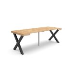 Table console extensible pour 10 personnes 222x90x726cm pieds bois massif chne rf2782