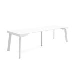 Table console extensible 260 pour 12 personnes 262x90x726cm pieds en bois blanc rf3118 Table console extensible 260 pour 12 personnes 262x90x726cm pieds en bois blanc rf3118