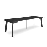 Table console extensible 260 pour 12 personnes 262x90x726cm pieds en bois noir rf3031
