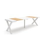 Table console extensible 260 pour 12 personnes 262x90x726cm pieds bois massif ch�ne et blanc rf2814