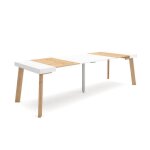 Table console extensible 260 pour 12 personnes pieds en bois chêne et blanc rf3081 Table console extensible 260 pour 12 personnes pieds en bois chêne et blanc rf3081