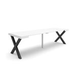 Table console extensible 260 pour 12 personnes 262x90x726cm pieds bois massif blanc rf2811