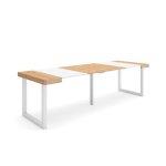 Table console extensible 260 pour 12 personnes pieds bois massif chêne et blanc rf2981 Table console extensible 260 pour 12 personnes pieds bois massif chêne et blanc rf2981