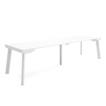Table console extensible 300 pour 14 personnes 302x90x726cm pieds en bois blanc rf3110
