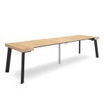 Table console extensible 300 pour 14 personnes 302x90x726cm pieds en bois ch�ne rf3052