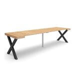 Table console extensible 300 pour 14 personnes 302x90x726cm pieds bois massif ch�ne rf2781