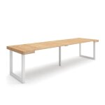 Table console extensible 300 pour 14 personnes 302x90x726cm pieds bois massif ch�ne rf2962
