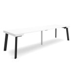Table console extensible 300 pieds en bois couleur blanc 302x90x726cm pour 14 personnes rf3047