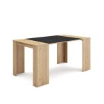 Table console extensible console meuble 160 pour 8 personnes chne et noir rf2621