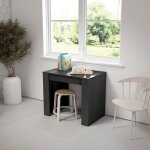 Table console extensible console meuble 220 pour 10 personnes 222x90x77cm noir rf2643