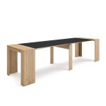 Table console extensible console meuble 300 pour 14 personnes chne et noir rf2652