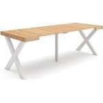 Table console extensible - skraut home - ch�ne - pieds bois massif - 220 - pour 10 personnes