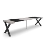 Table console extensible - skraut home - rf2823 - 300 - 14 personnes - pieds bois massif - ciment