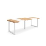 Table console extensible - skraut home - rf2973 - chne et blanc - 220 - pieds bois massif