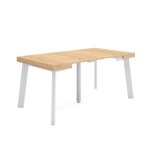 Table console extensible - skraut home - rf3126 - ch�ne - 8 personnes - pieds en bois