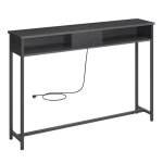 Table console fine avec multiprise chargement cach� gain de place 25 x 120 x 811 cm noir bois� et noir ...