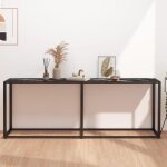 Table console - marque inconnue - marbre noir - verre tremp - 200x35x755 cm - design contemporain