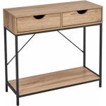Table de console juanio - meuble dentr�e - mdf / m�tal - 2 tiroirs - 80x30x75 cm