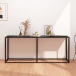 Table console - marque inconnue - marbre noir - 180x35x755 cm - verre tremp - design contemporain