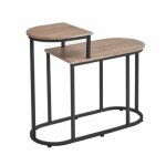 Table console meuble dentre en mdf - mtal coloris naturel - noir - longueur 72 x profondeur 30 x hauteur ...